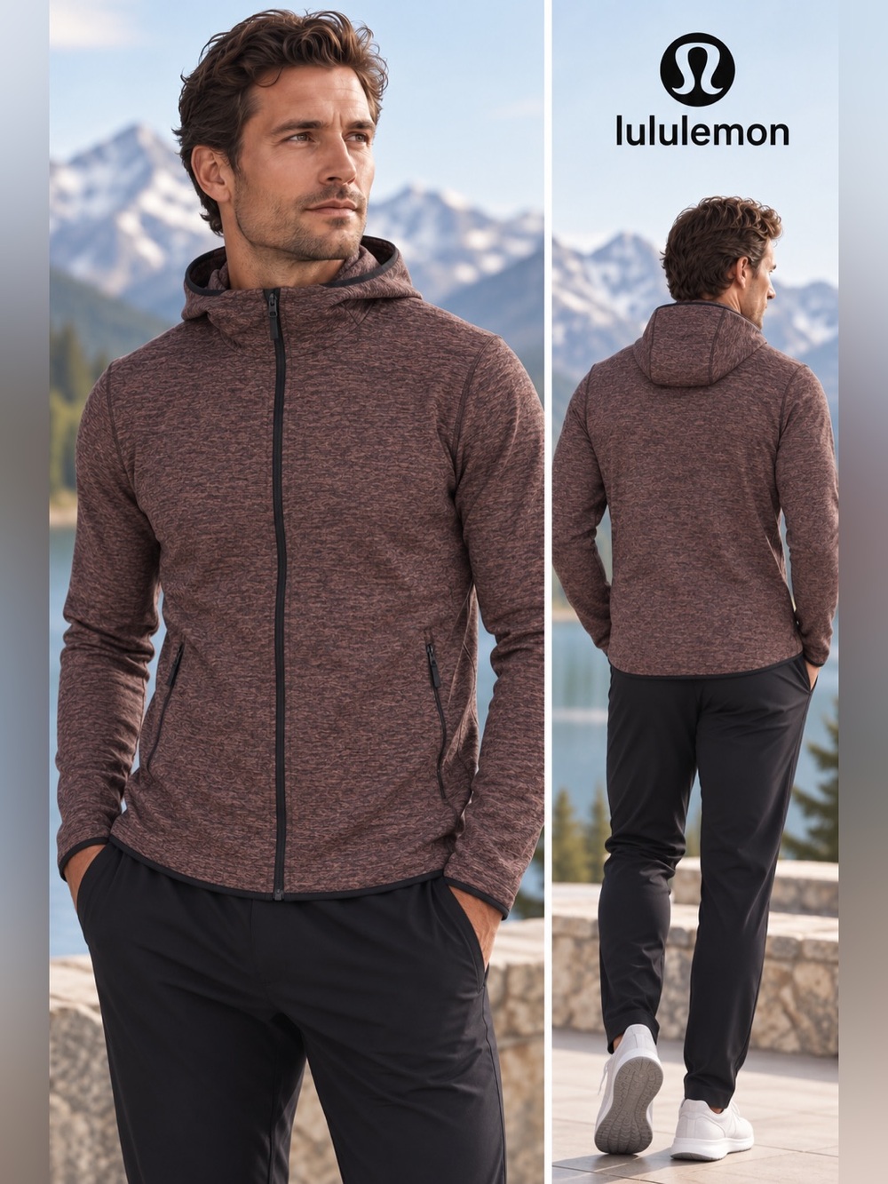 Lululemon Heathered Black Cherry Quarter-Zip Pullover Sweater